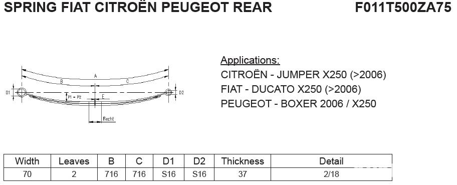 Arc cu 2 foi heavy duty Fiat Ducato -Citroen Jumper - Peugeot Boxer 2006 - prezent Arc cu 2 foi heavy duty Fiat Ducato -Citroen Jumper - Peugeot Boxer 2006 - prezent