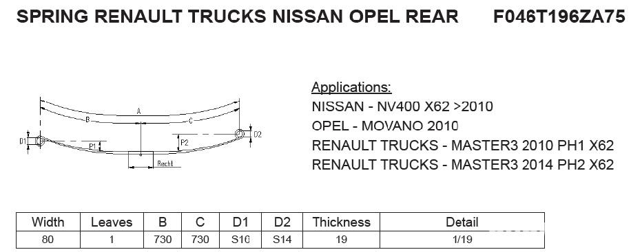 Arc cu 1 foaie heavy duty Movano Master 2010 - prezent Arc cu 1 foaie heavy duty Movano Master 2010 - prezent