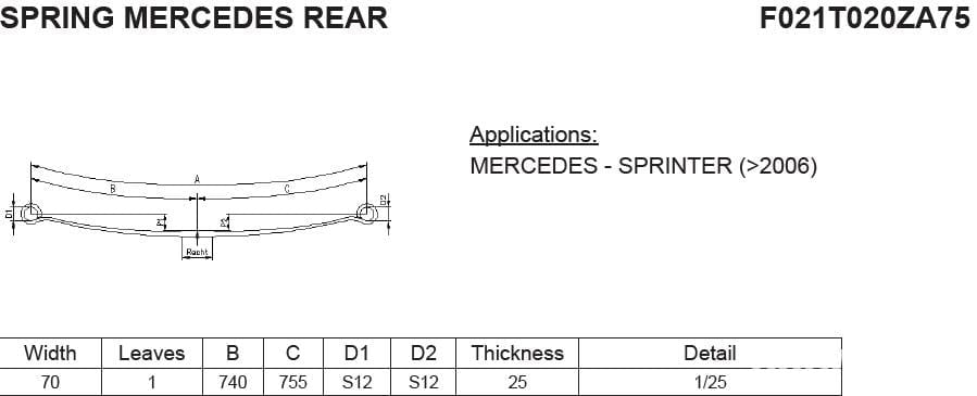 Arc cu 1 foaie heavy duty Mercedes Sprinter 2006 - 2018 Arc cu 1 foaie heavy duty Mercedes Sprinter 2006 - 2018