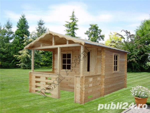 Casuta de lemn de 3,00m x 3,00m si terasa de 1,5 m