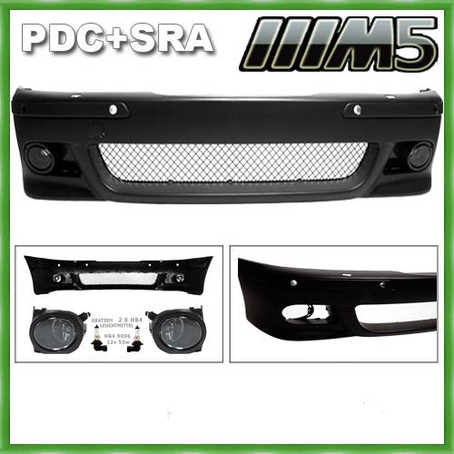 Bara fata model M5 BMW seria 5 E39 cu loc de senzori de parcare si spalatoare faruri din plastic