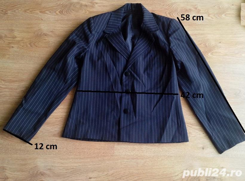 Costum dama (3 piese) negru cu dungi albe - M