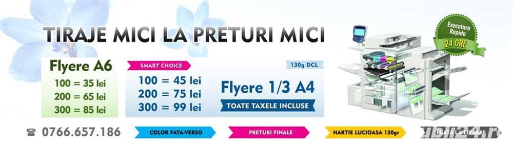 Flyere publicitare ieftine-Tipografie digitala si offset-de la numai 35 lei