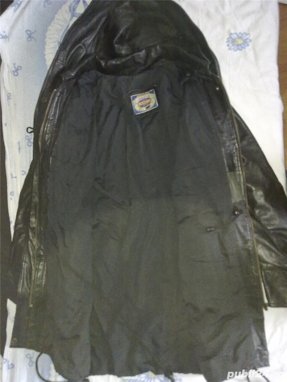 Geaca de piele dama,  cu gluga mas. M