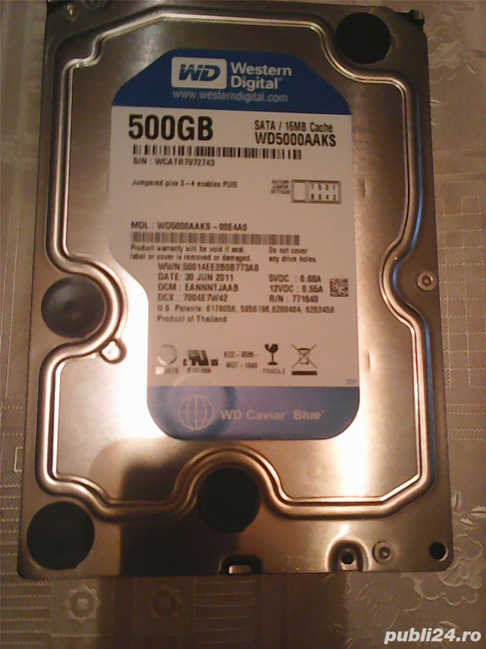 Hard-disk PC WD 500 GB Blue, Sata2, 7200 rpm, 16MB, 100% health L62