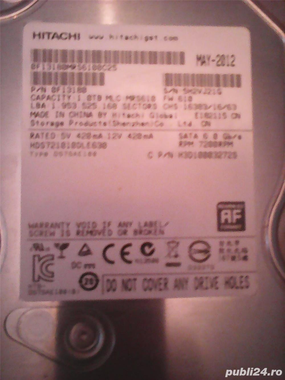 Hard-disk PC 1TB Hitachi 1614 zile utilizare 100% health L162