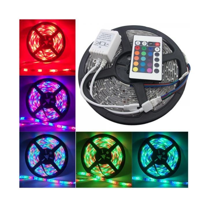 Banda LED RGB Cu Telecomanda Tip 3528 5 m cu Dublu Adeziv