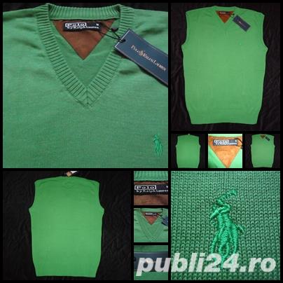  vesta barbateasca tricotata lana verde gri anchior gilet colectie noua