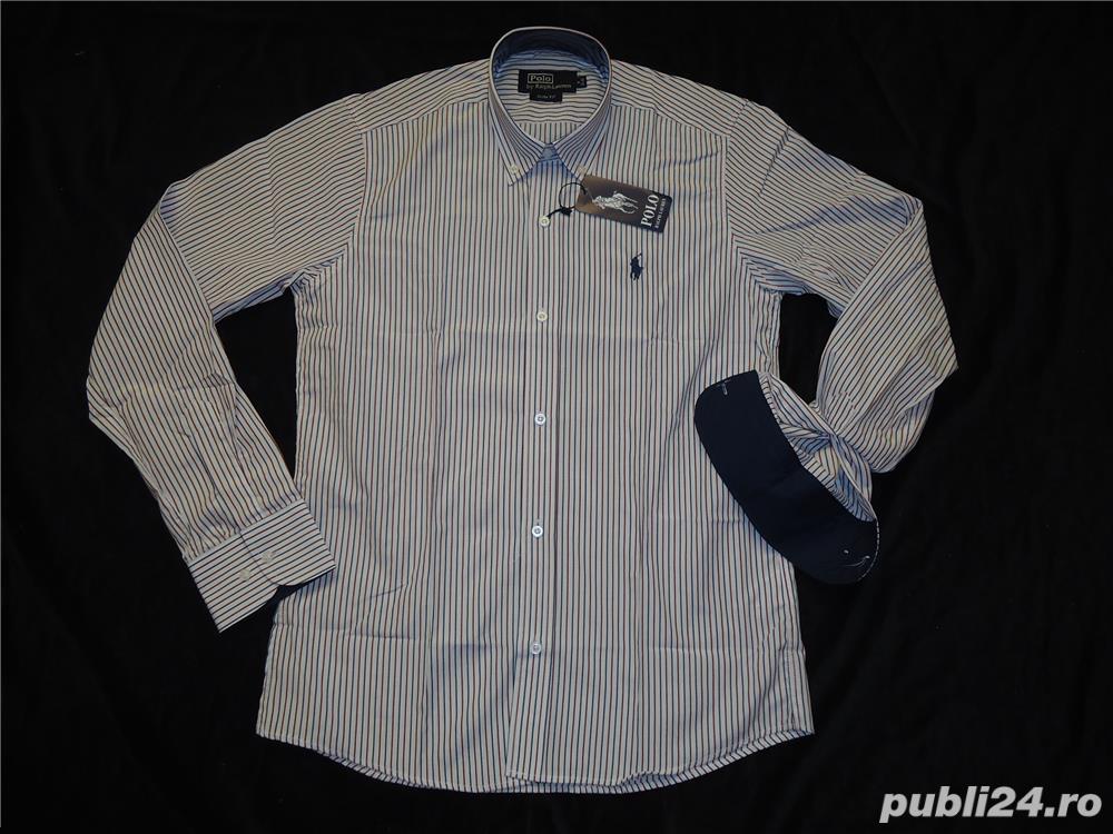 Camasa slim fit barbateasca alba dungulite verticale bleumarin rosii 