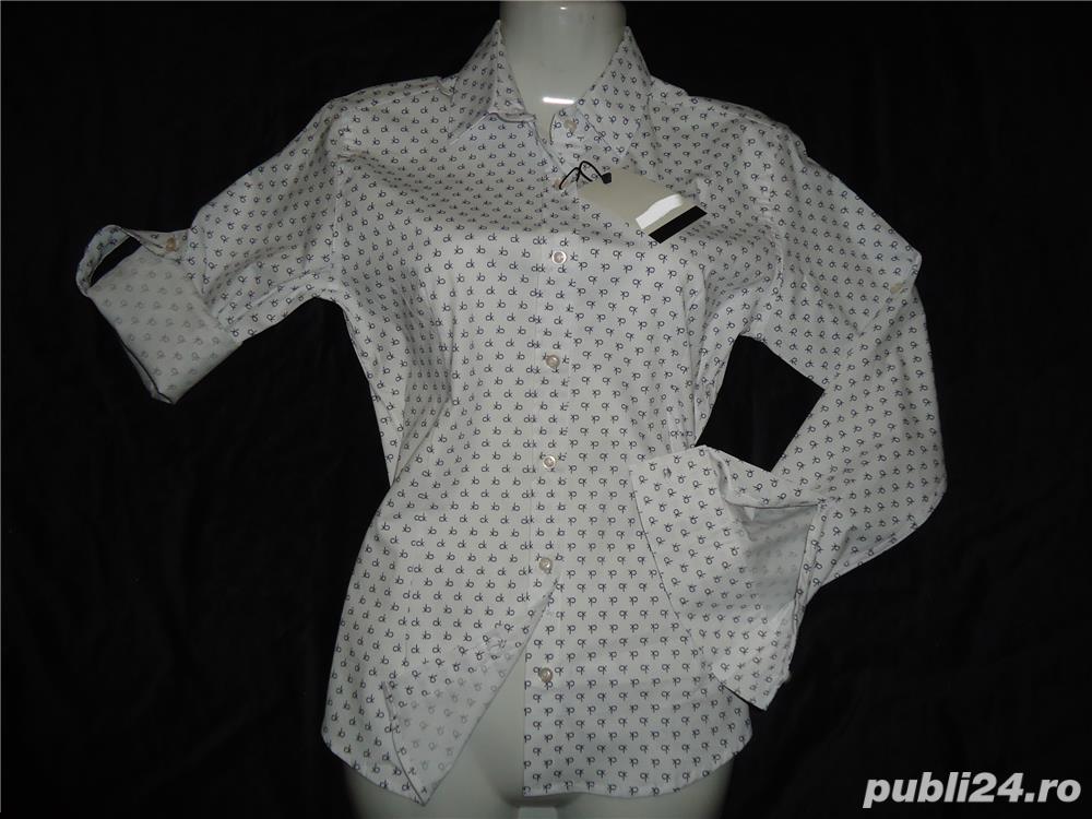 Camasa dama office birou alba bleumarin 95% bumbac slim fit maneca lunga / scurta 