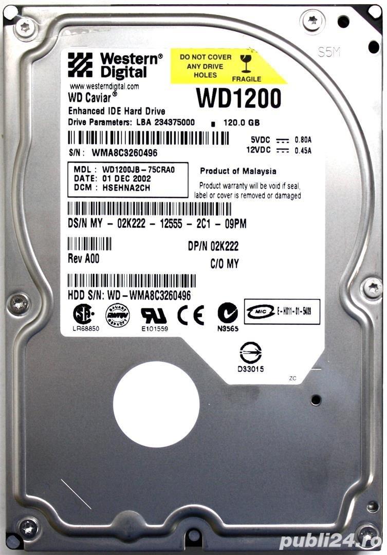 Hard-disk WD 120 GB-Caviar, Sata2, 7200 rpm, 8MB, NOU, 36 zile, 100% health L170