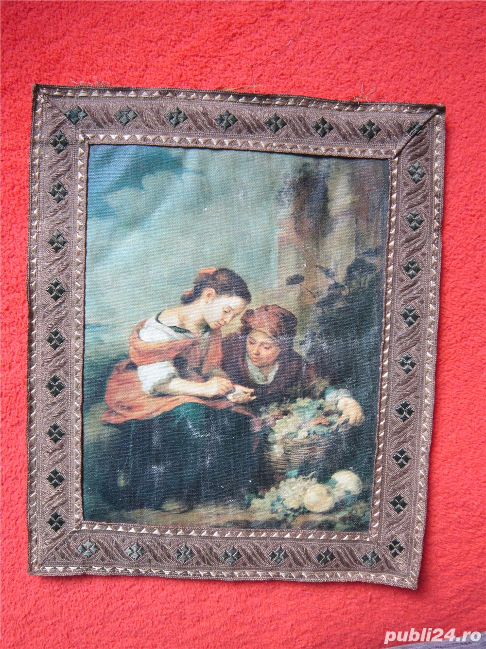  panza veche margine tesuta cu fir metalic 26 x 21 cm