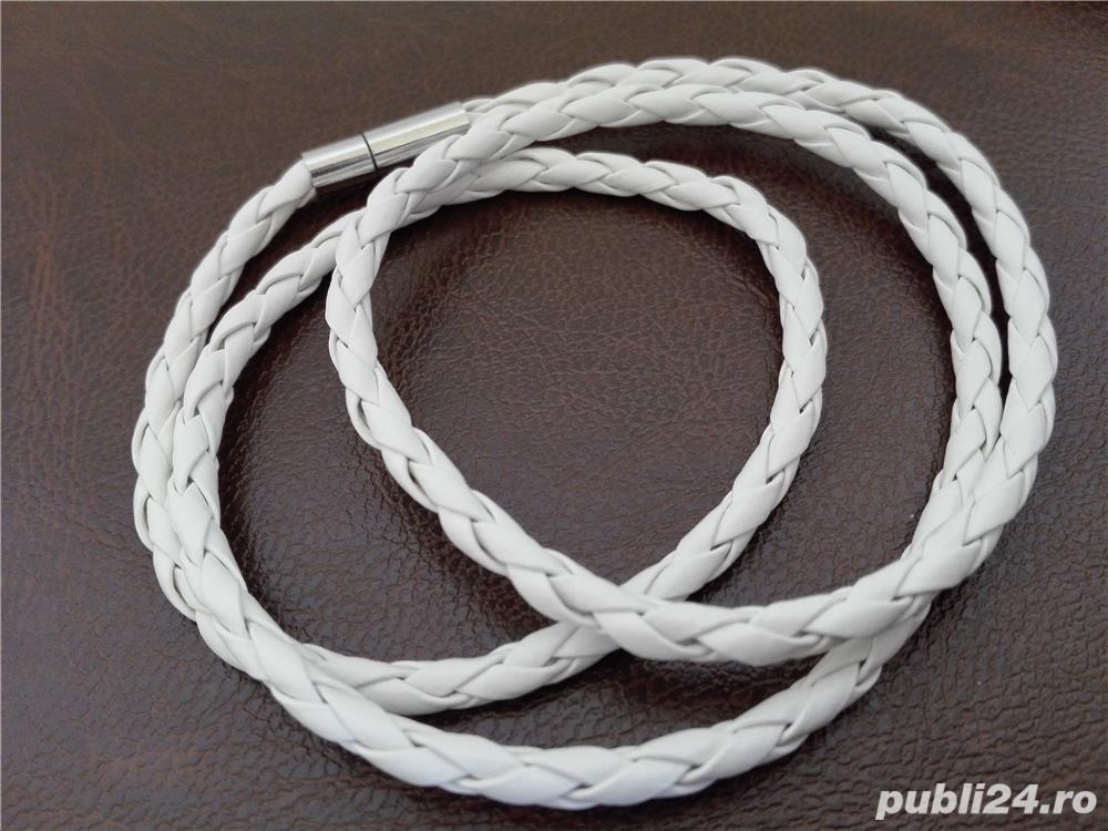 Bratara din piele barbati culoare alba 60 cm