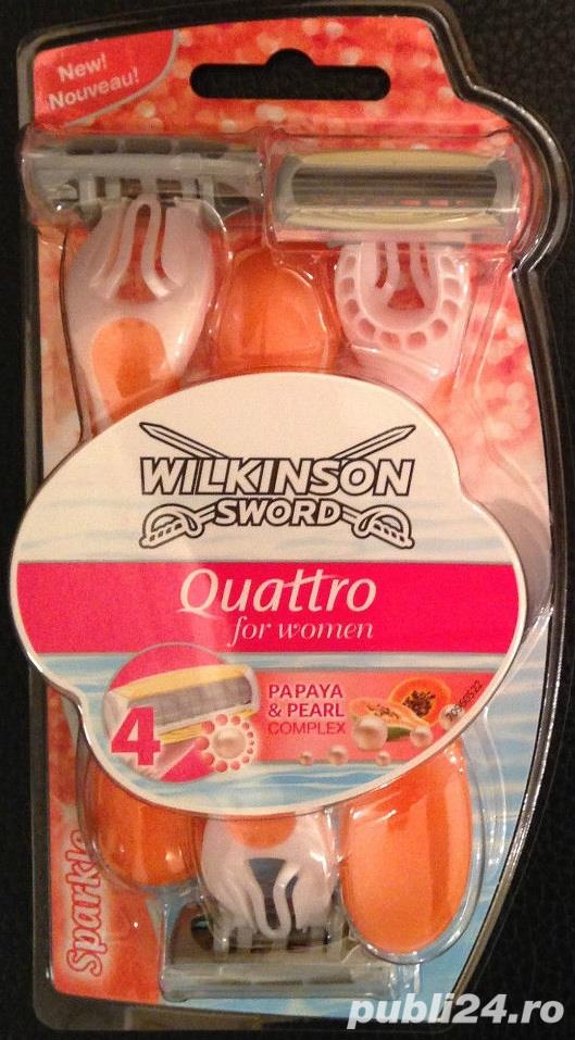 Wilkinson Sword Quattro, Solingen Germania, aparat de ras, epilat femei cu 4 lame, nu Gillette Venus