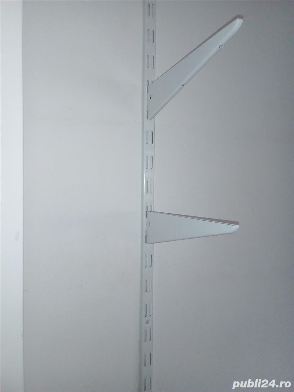  Suport raft 27 cm, pentru șină dublă + blat raft din șipcă lemn încleiat 