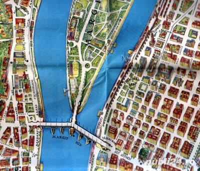 Budapesta, hartă veche cu reprezentarea grafică a clădirilor