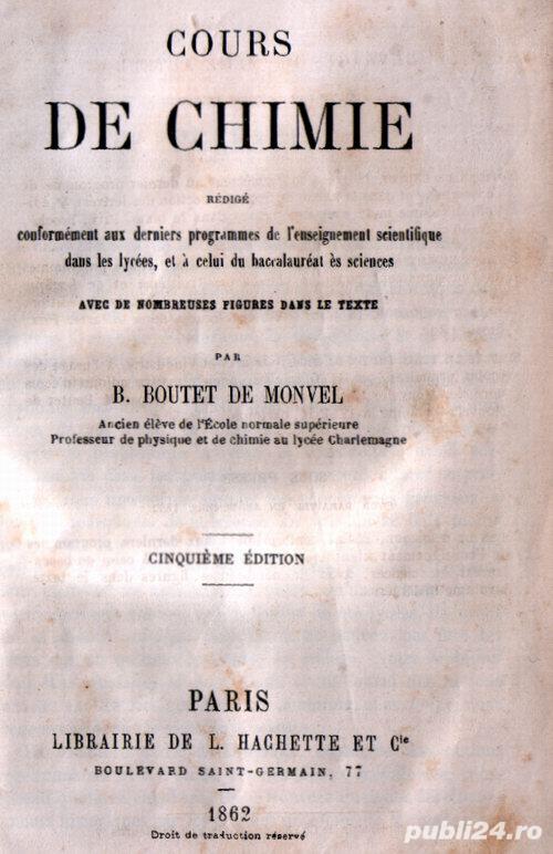 Cours de chimie (în franceză) 1862 Cours de chimie (în franceză) 1862