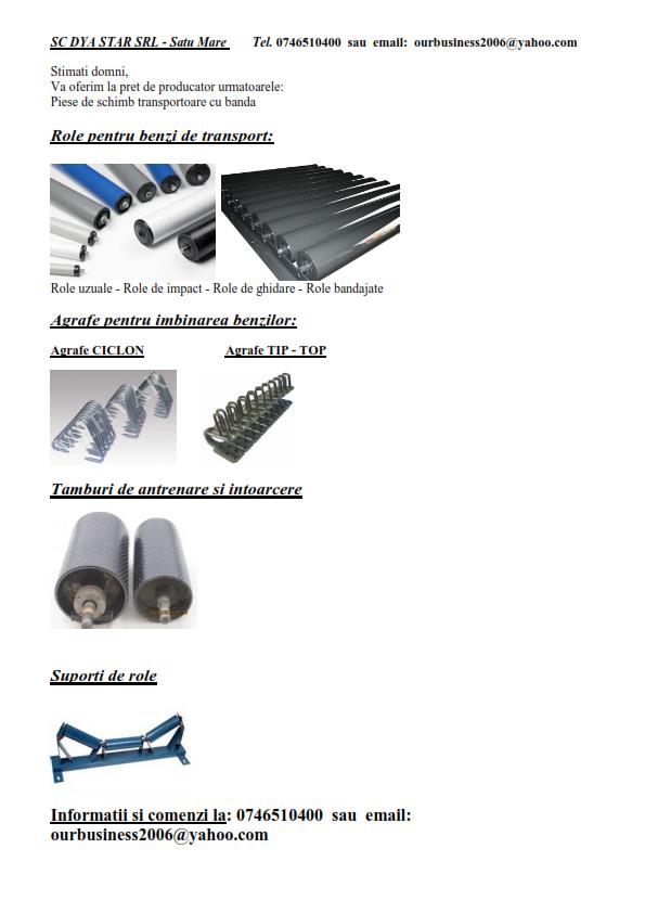Piese de schimb pentru utilaje de balastiera si cariere - Transportoare cu banda