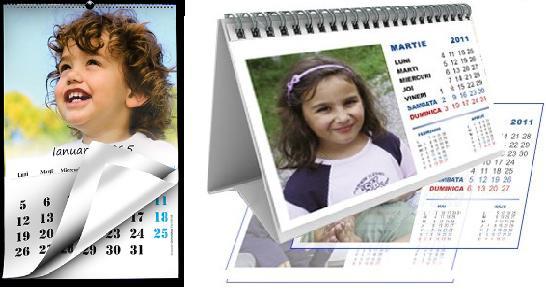 calendar personalizat format A3 de perete, A4, A5 de birou si de buzunar