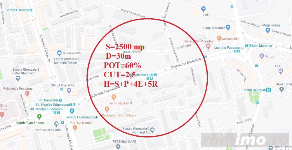 Teren  Basarabia-2500 mp,D=30m,zona M3