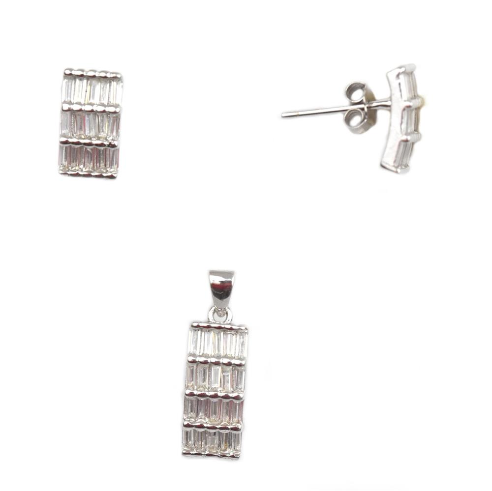 Set argint rodiat dreptunghiular - DA77 Set argint rodiat dreptunghiular - DA77