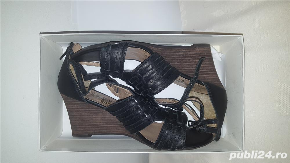 sandale dama negre din piele, talpa ortopedica marimea 40