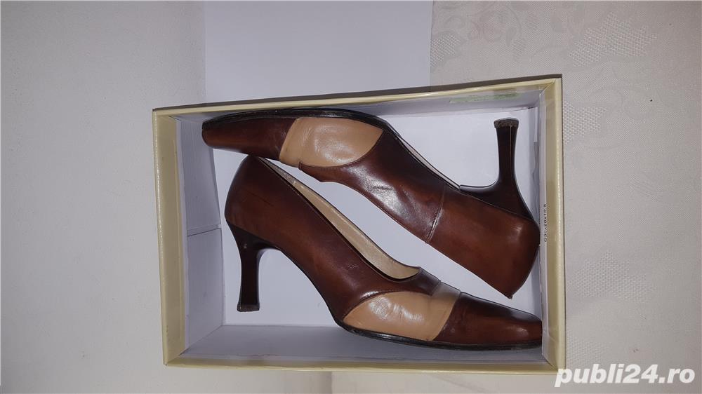 pantofi dama maro-bej din piele marimea 40