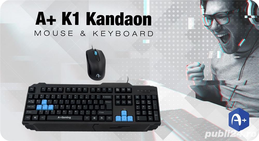 Kit Gaming Tastatura A+ K1 Kandaon + Mouse F1 Black Noua Sigilata L229