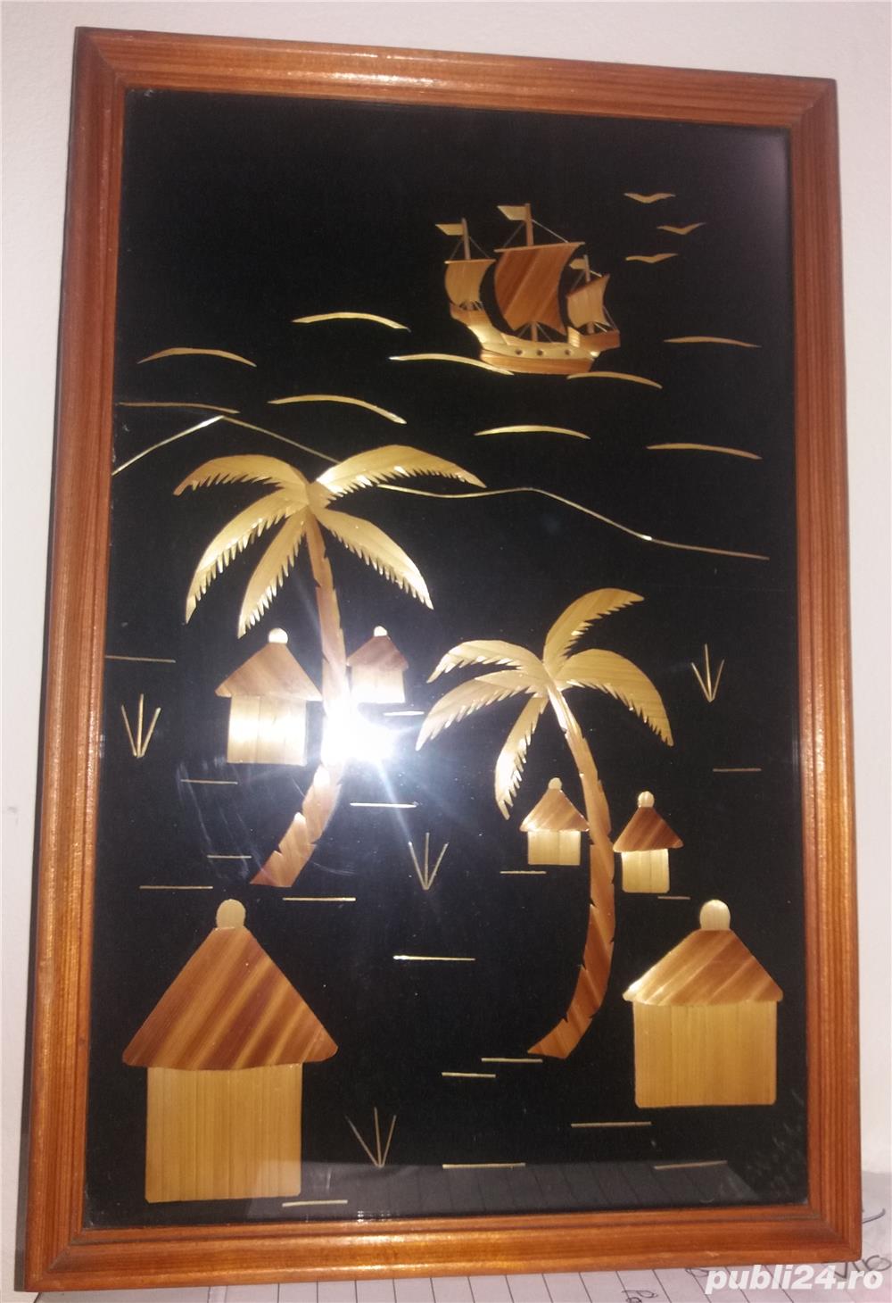 Tablou design art deco din aschii de lemn