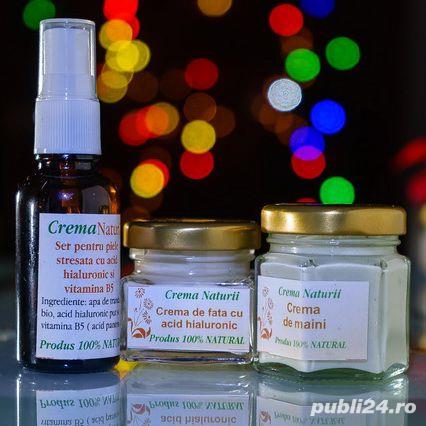 Set ser si crema cu acid hialuronic si apa de trandafiri si Crema de maini 100% naturala Crema Natur Set ser si crema cu acid hialuronic si apa de trandafiri si Crema de maini 100% naturala Crema Natur