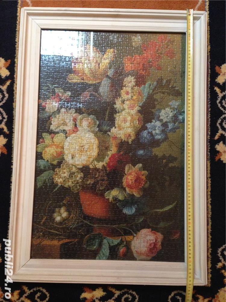 Tablou Antichitati Puzzle Ghiveci cu flori 1