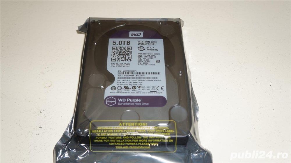 Hard-disk WD 5 TB-Purple NOU-sigilat Sata3 64MB 100% health L168 Hard-disk WD 5 TB-Purple NOU-sigilat Sata3 64MB 100% health L168