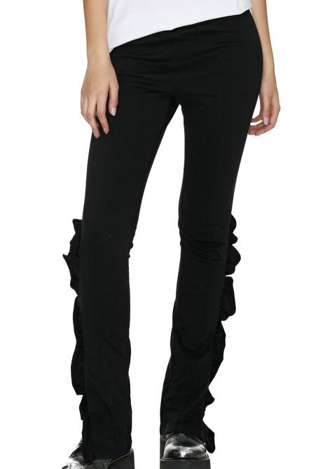 Pantaloni fashion dama PNK Casual cu detaliu lateral negru marime 34 (noi-eticheta)