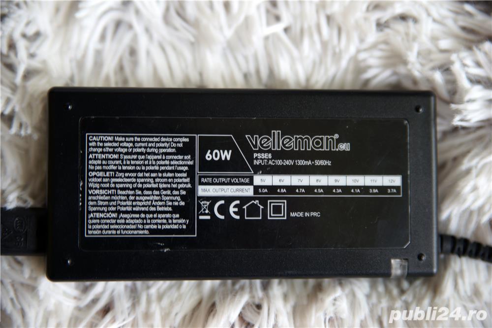 Vand alimentator Velleman (60W) 12 V, 3,7 A, pt laptop Vand alimentator Velleman (60W) 12 V, 3,7 A, pt laptop