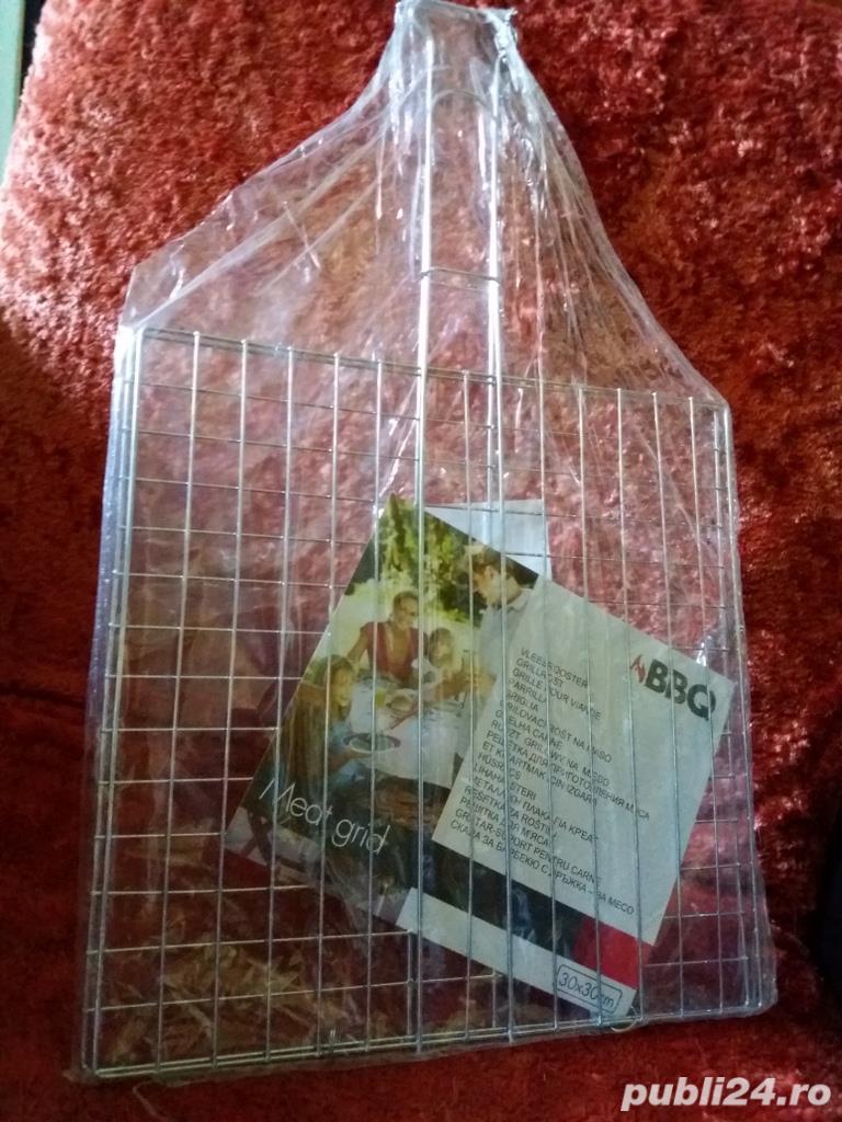 Gratar suport dublu NOU- BBQ- 30x30 cm- carne, peste, legume