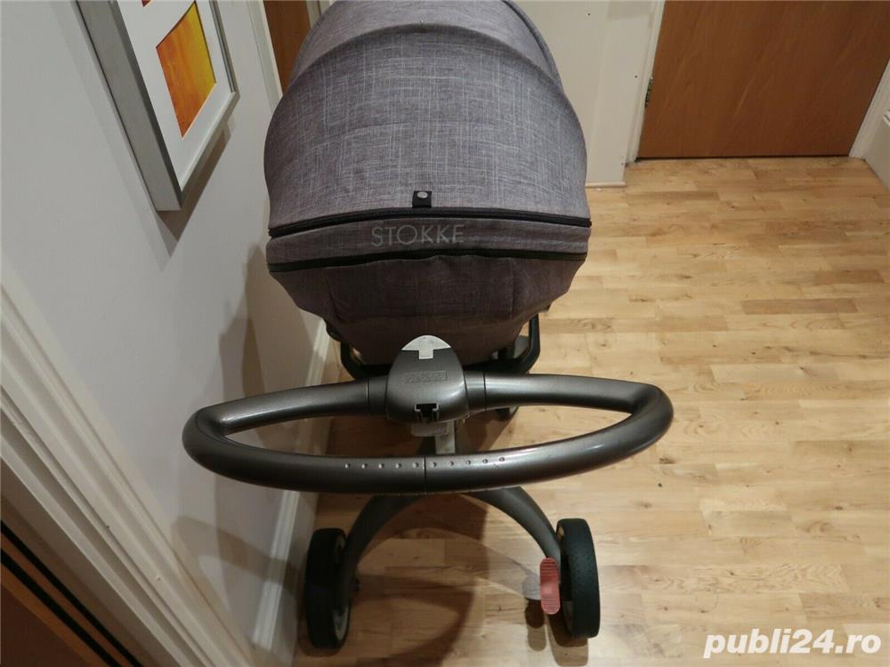 Carucior bebe Stokke xplory v6 gri melange complet