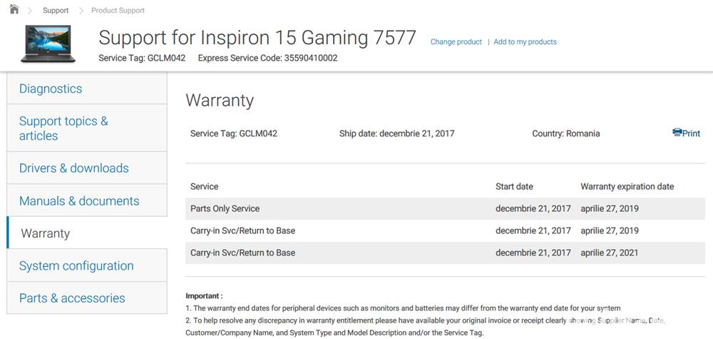 INSELATORIE - Laptop gaming DELL 7577 INSELATORIE - Laptop gaming DELL 7577