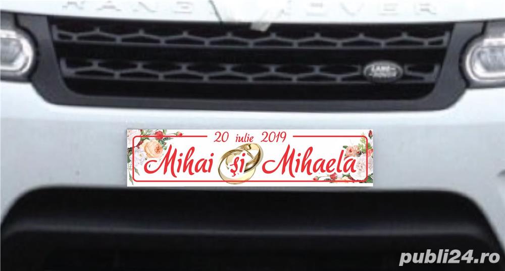 Număr auto nuntă personalizat cu numele mirilor - 5 lei/buc