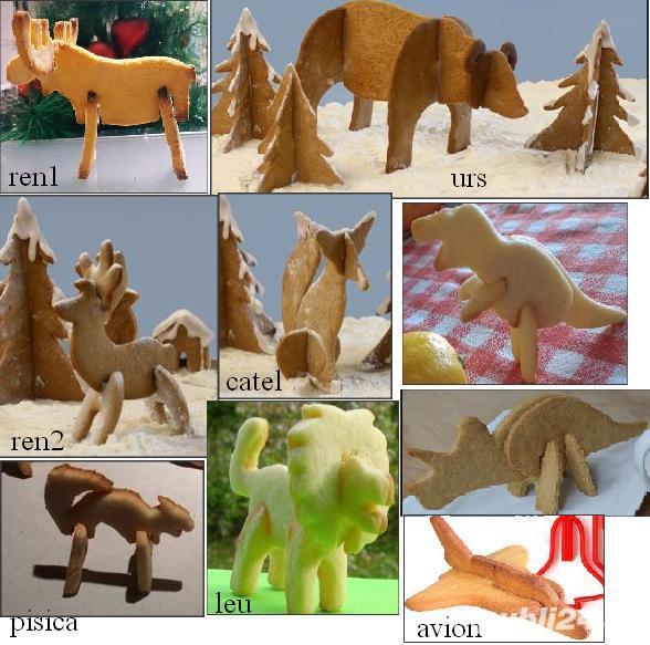 animale 3 D - forme de taiat aluat: urs, leu, ren, catel, dinosaur etc