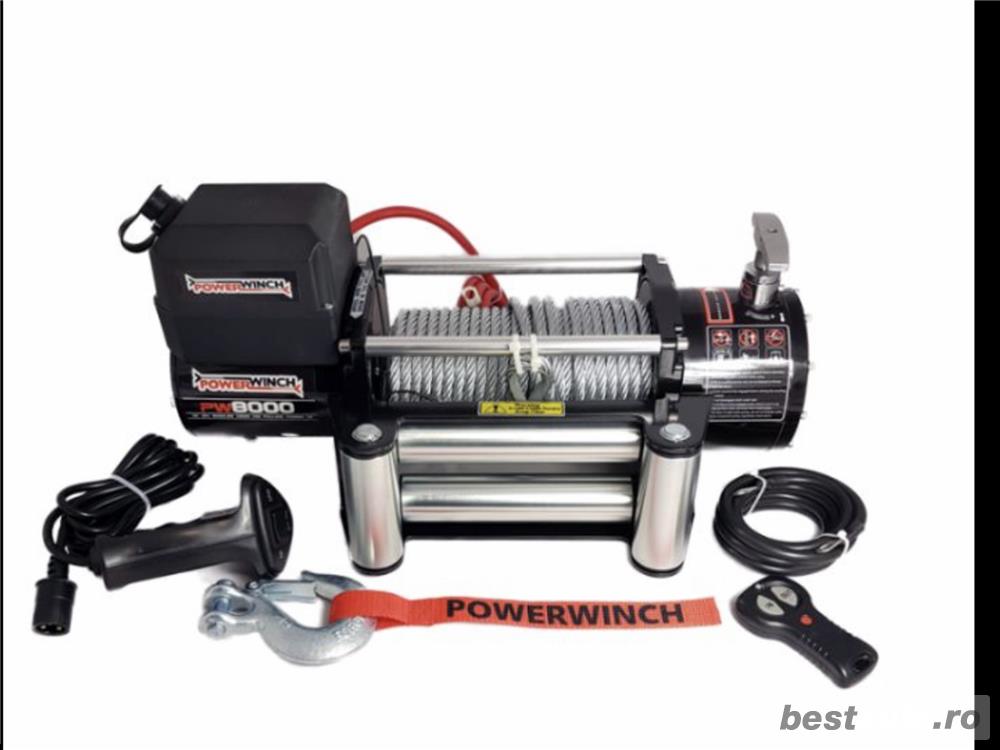 Troliu PW 8000 E 12V  PowerWinch  - 3629 kg forta de tractiune  NOU