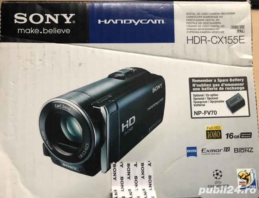 Camera video Sony HDR-CX155 Full HD Zoom 25x /Memorie 16GB + Husa Sony LCM-CXC