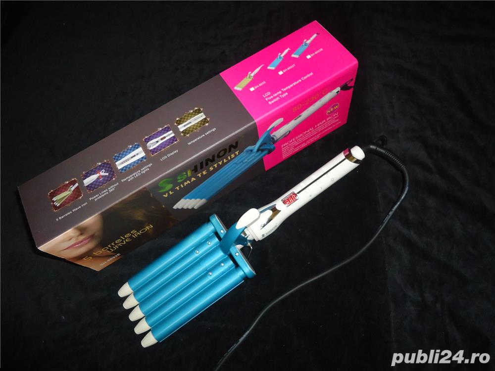 Ondulator cvintuplu electronic profesional 5 in 1 ecran lcd 80-230 c nano titaniu invelis ceramic 