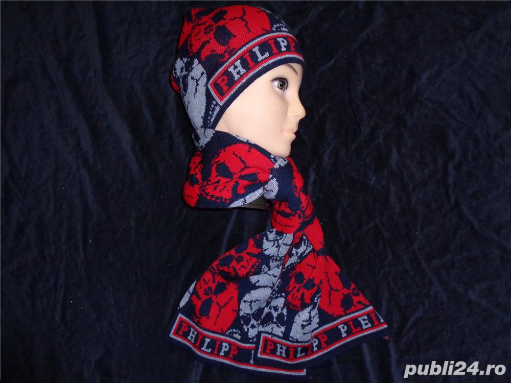 Set 2 in 1 fular fes barbati cranii supradimensionate caciula sal bumbac caciula + sal unisex