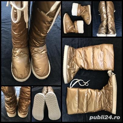 Cizme auriu patinat dama gen UGG Classic Tall imblanite material textil metalizat toamna iarna super