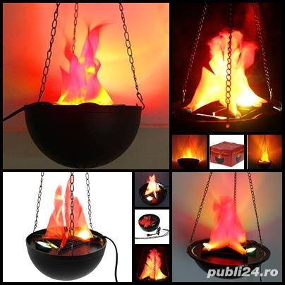 Lampa flacara tavan 3 lanturi lustra foc ventilator party apartament case vacanta terase sarbatori 