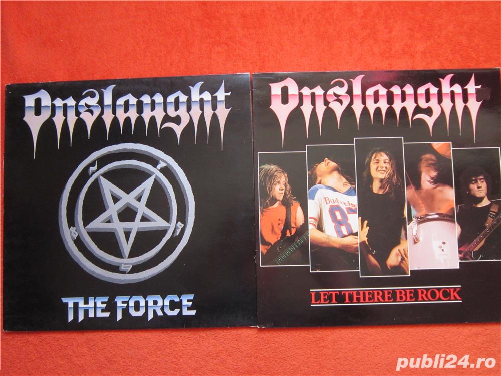 vinil Onslaught-The Force&Let There Be Rock-1st Ed.-Thrash,Heavy Metal