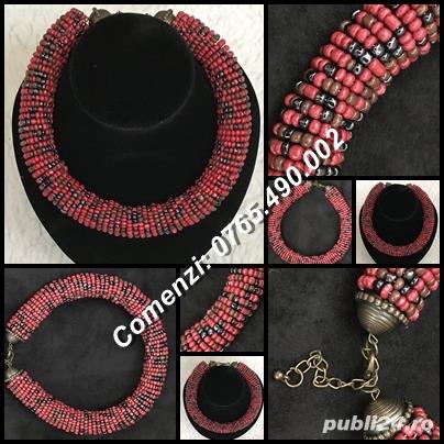 Coliere groase supradimensionate femei pietricele semipretioase accesorii bronz antic