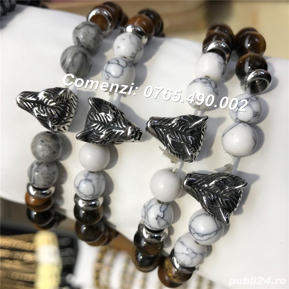 Bratara lux noua unisex lup ochi de tigru howlit inox bratari noi handmade dama barbatesti new 