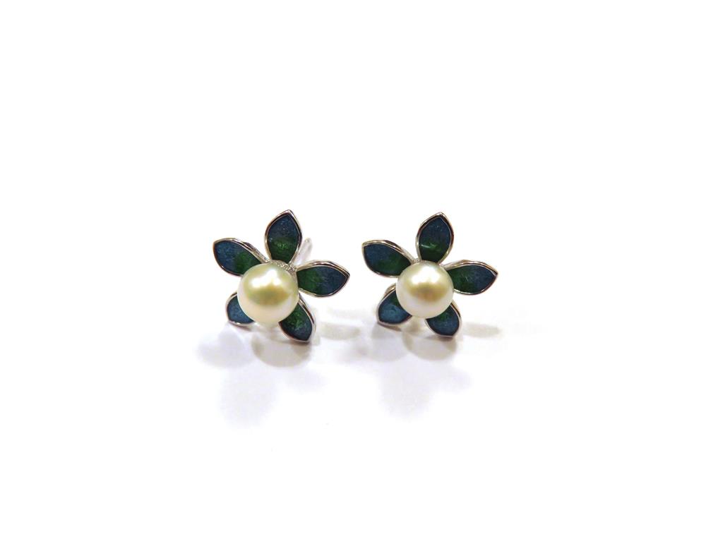 Cercei floare din Argint 925 rodiat si Perle de cultura albe - CE659