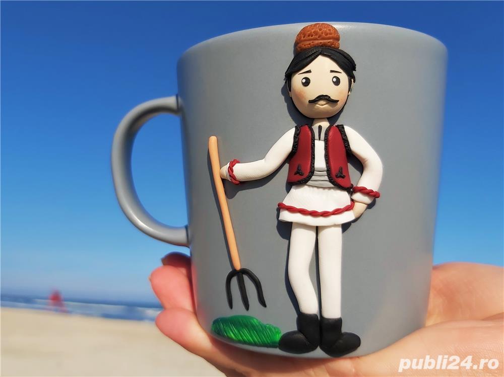 Cadou cana handmade cu taran costum popular din fimo Cadou cana handmade cu taran costum popular din fimo